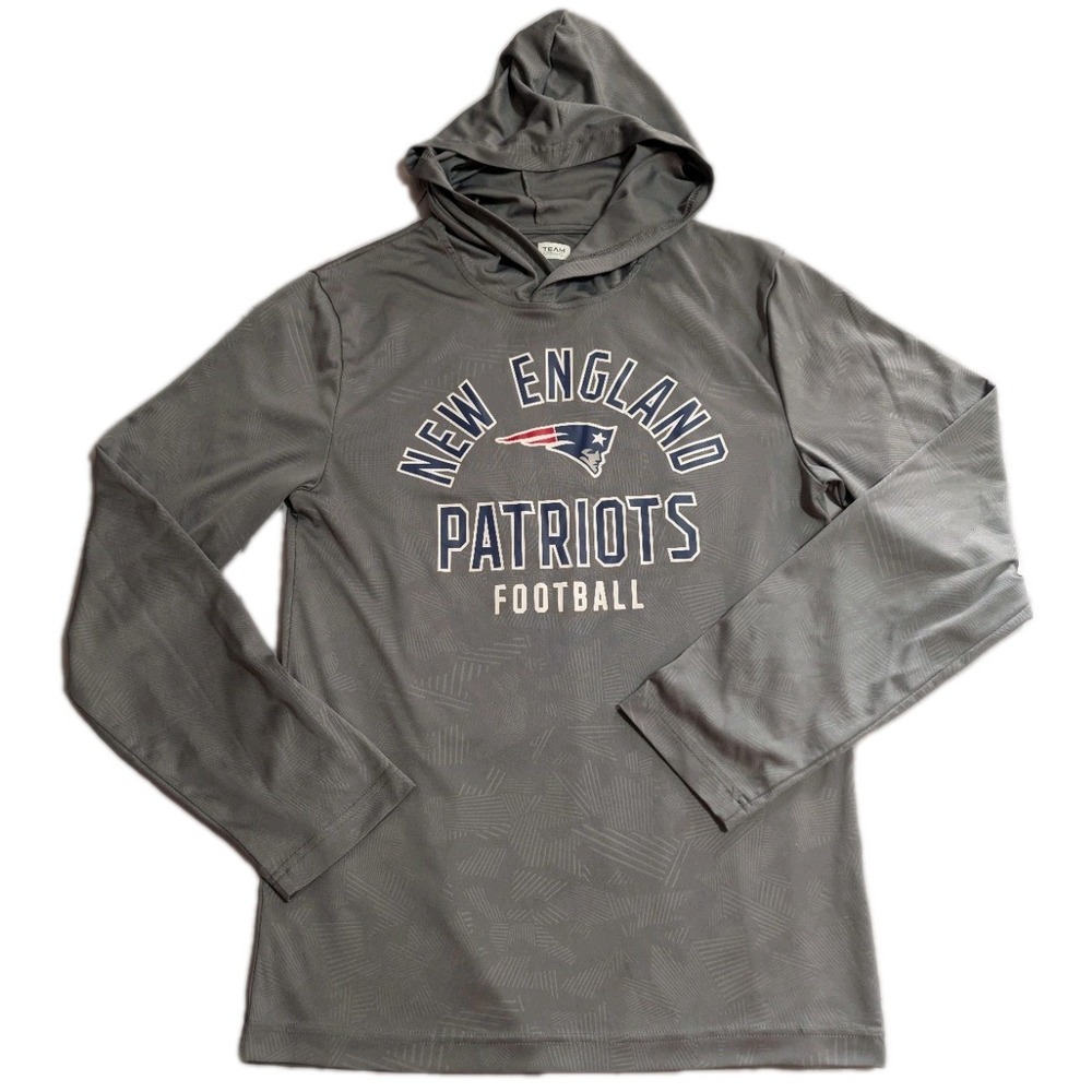 NFL Team Apparel New England Patriots Gray Performance Hoodie Mens Small